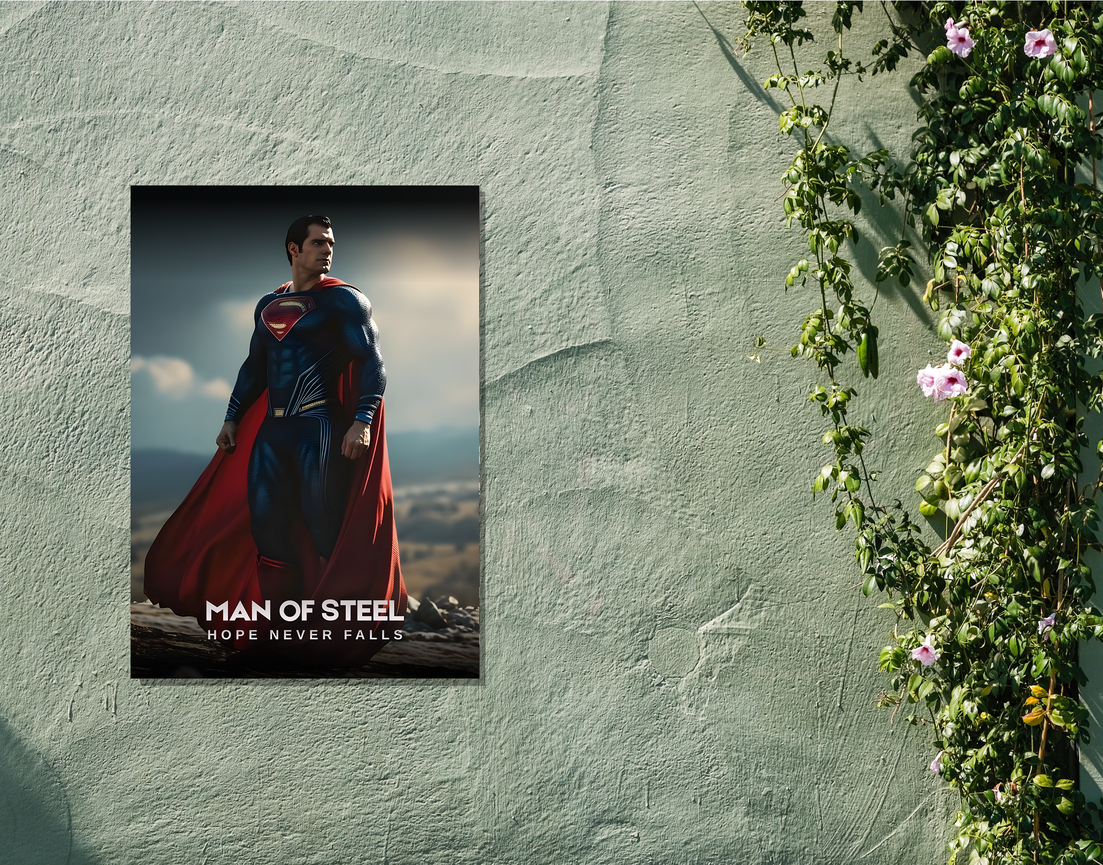"MAN OF STEEL - HOPE" -Shiny & Sturdy Metallic Poster Art That Pops & Sticks