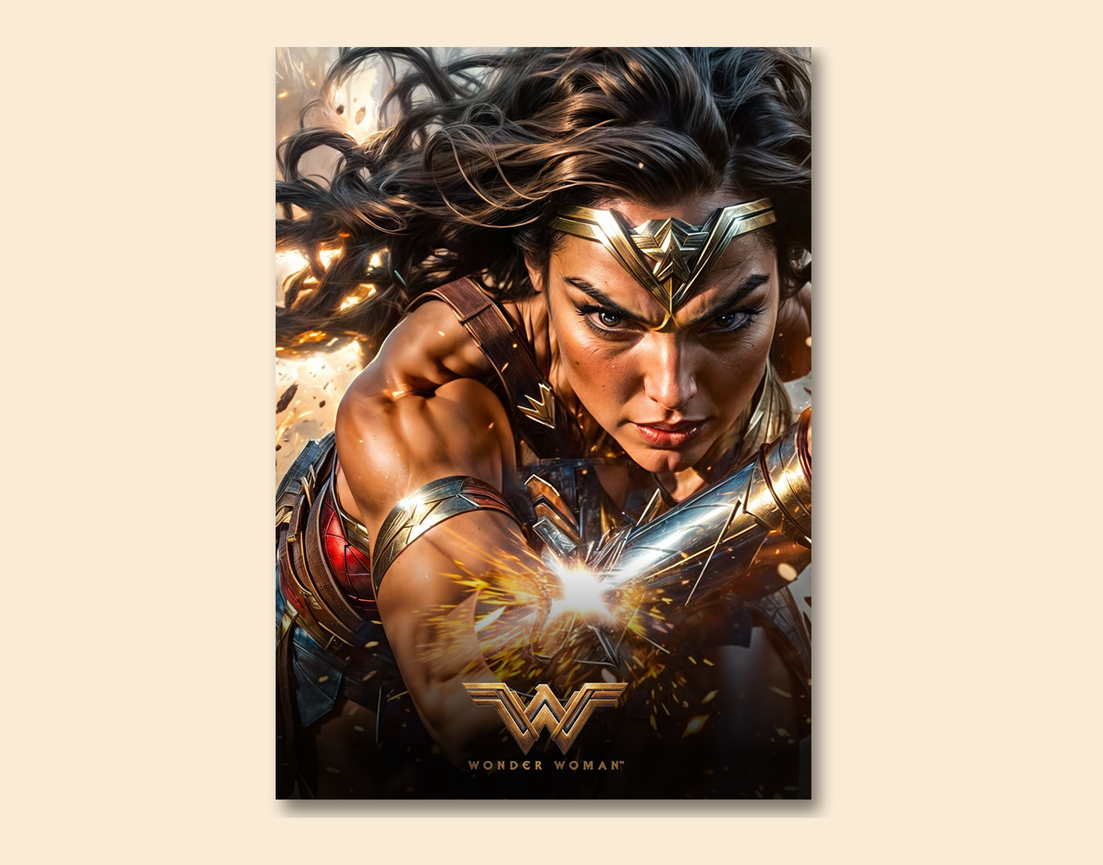 "WONDER WOMEN - DC - WB" -Shiny & Sturdy Metallic Poster Art That Pops & Sticks