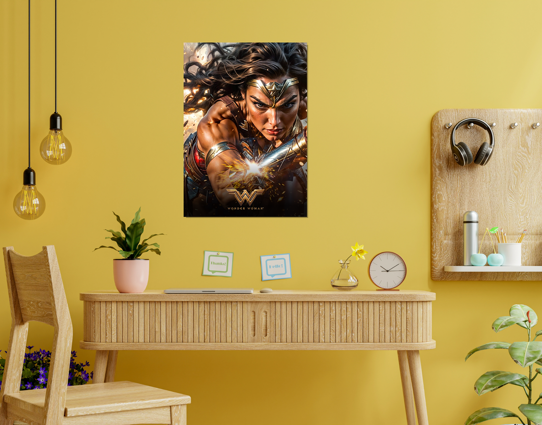 "WONDER WOMEN - DC - WB" -Shiny & Sturdy Metallic Poster Art That Pops & Sticks