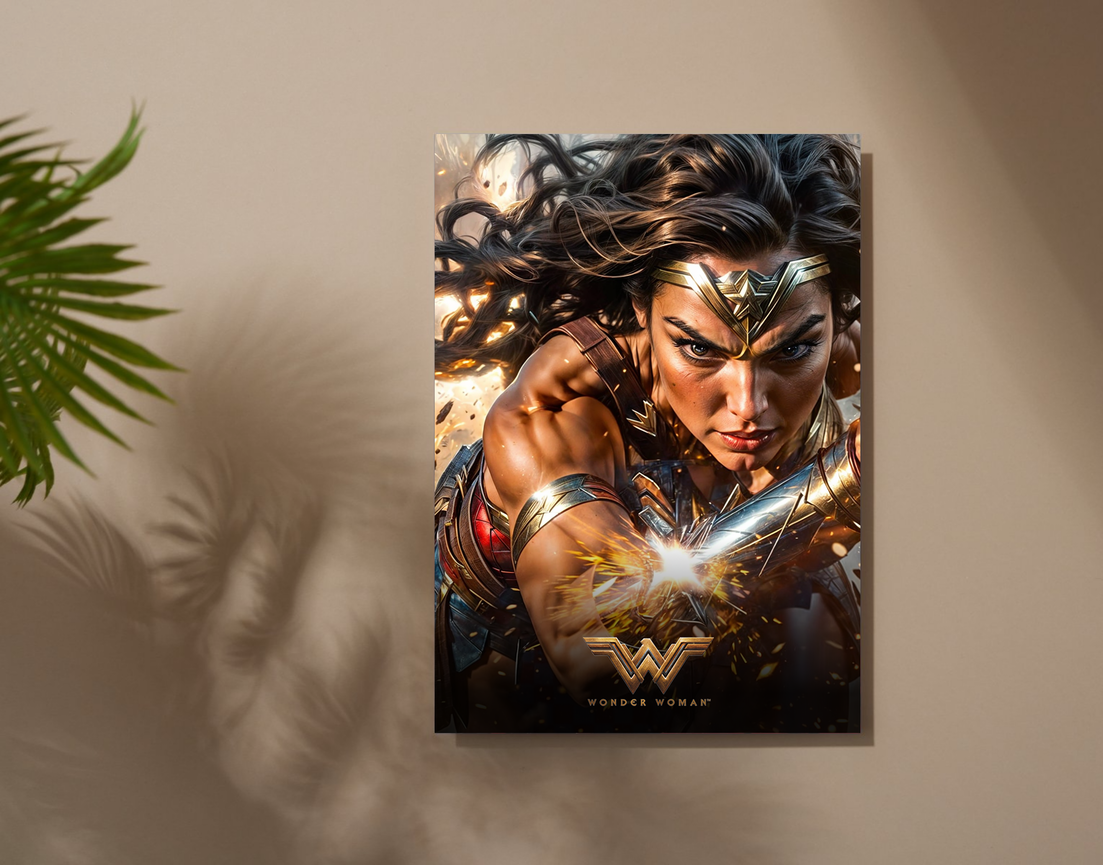 "WONDER WOMEN - DC - WB" -Shiny & Sturdy Metallic Poster Art That Pops & Sticks