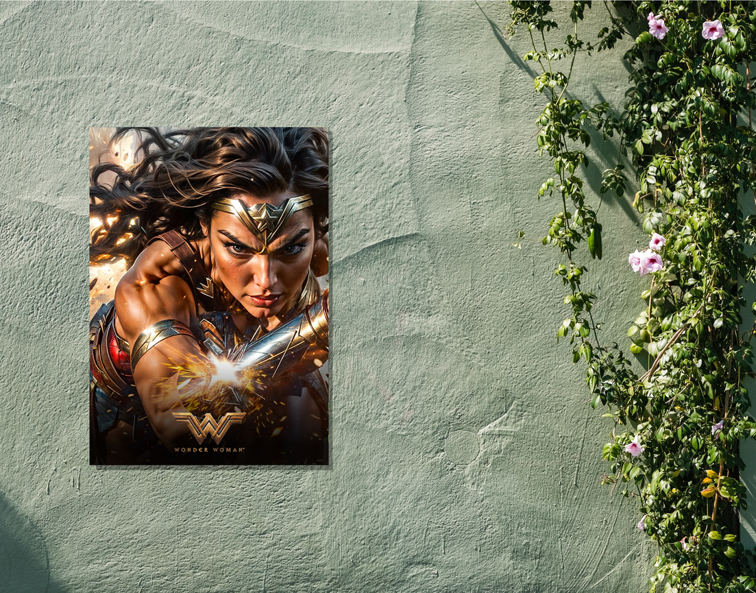 "WONDER WOMEN - DC - WB" -Shiny & Sturdy Metallic Poster Art That Pops & Sticks