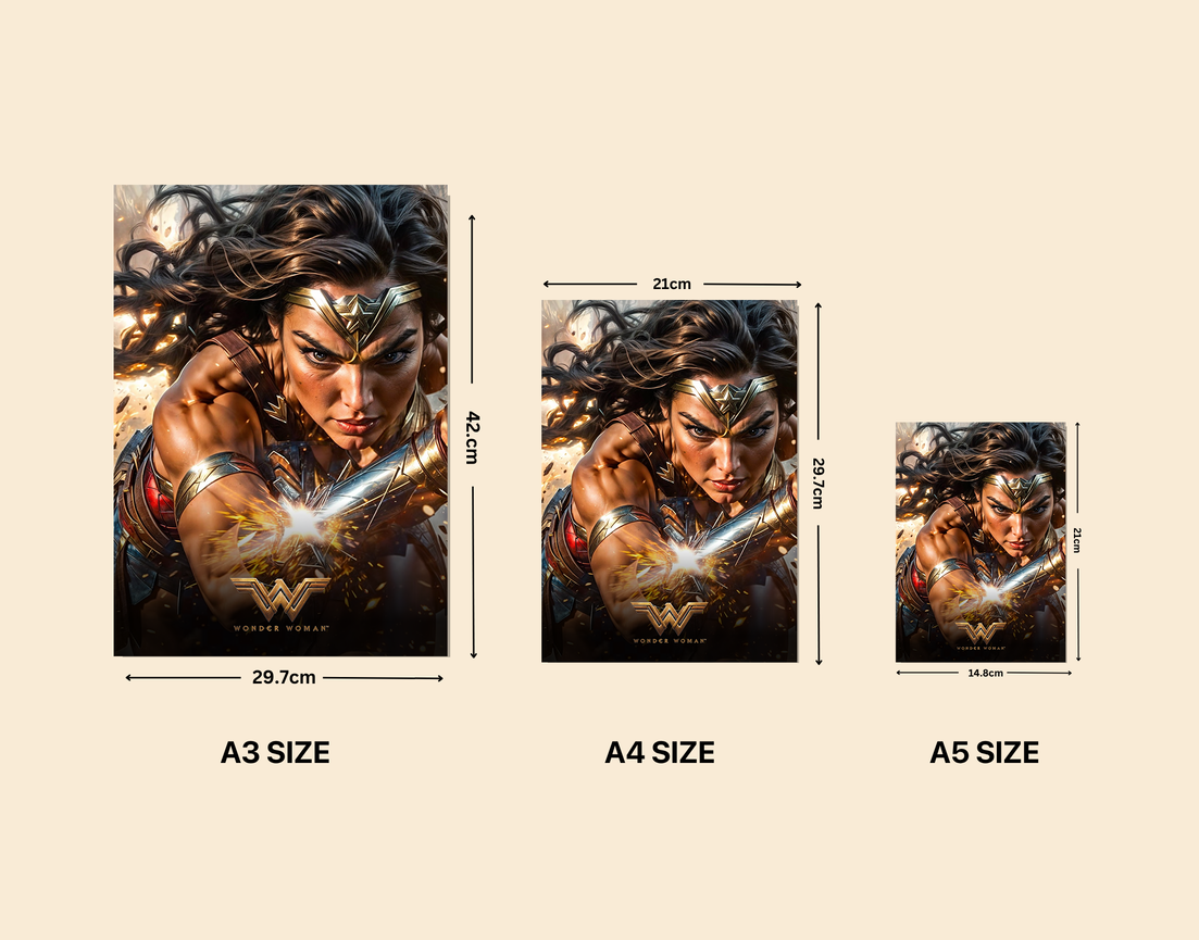 "WONDER WOMEN - DC - WB" -Shiny & Sturdy Metallic Poster Art That Pops & Sticks
