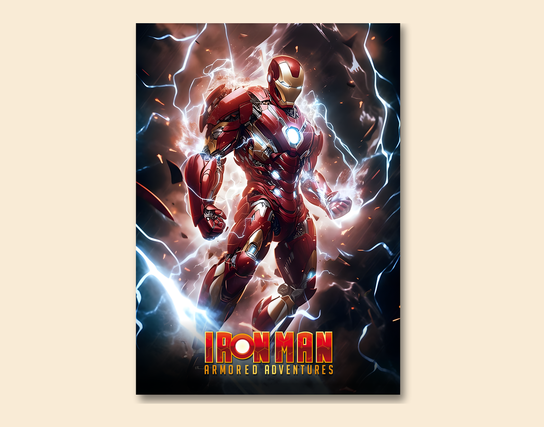 "IRON MAN - ARMORED ADVENTURES" -Shiny & Sturdy Metallic Poster Art That Pops & Sticks
