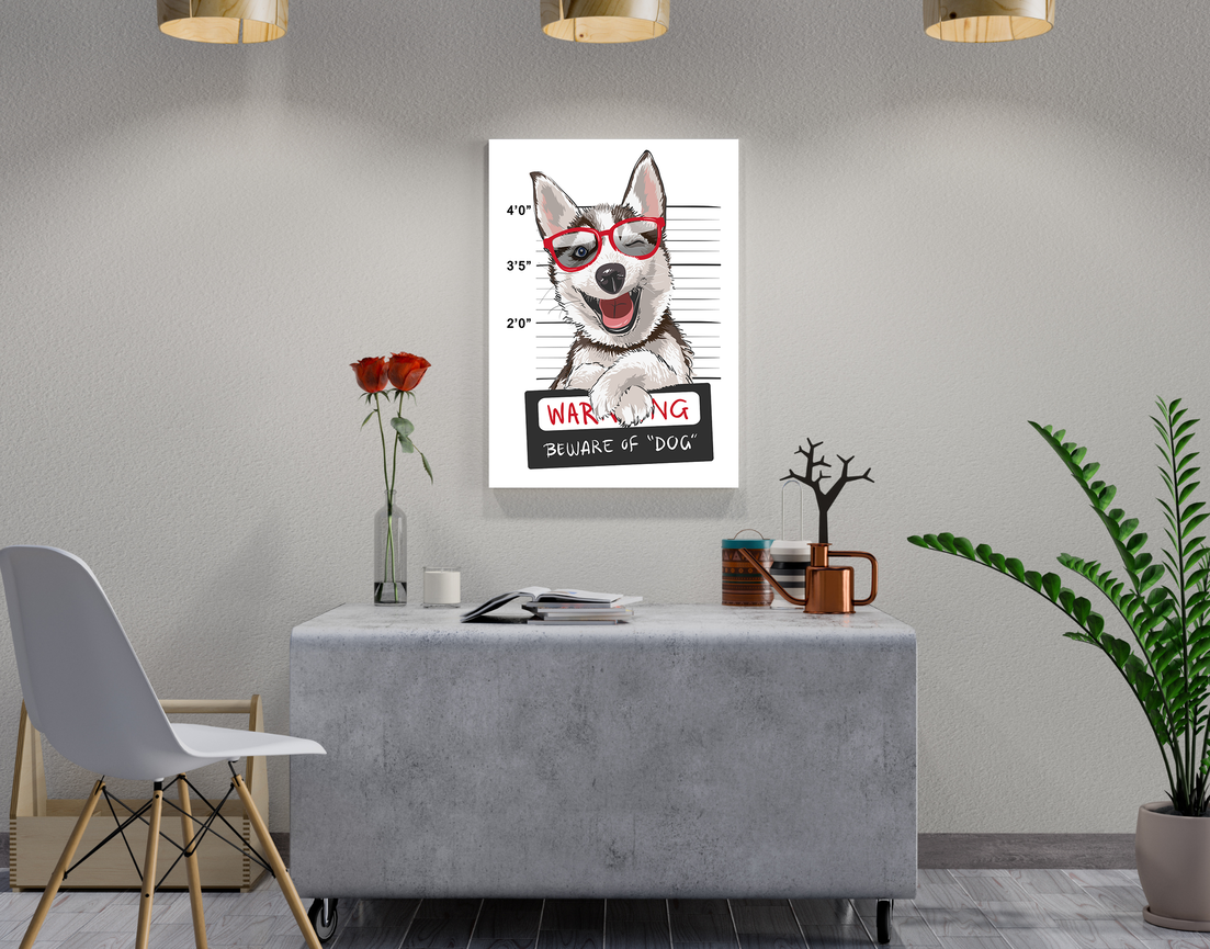 "BEWARE OF DOG" -Shiny & Sturdy Metallic Poster Art That Pops & Sticks
