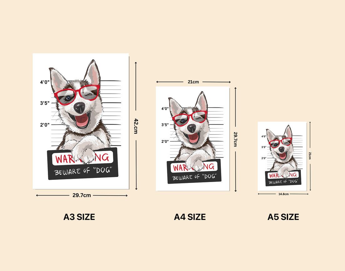 "BEWARE OF DOG" -Shiny & Sturdy Metallic Poster Art That Pops & Sticks