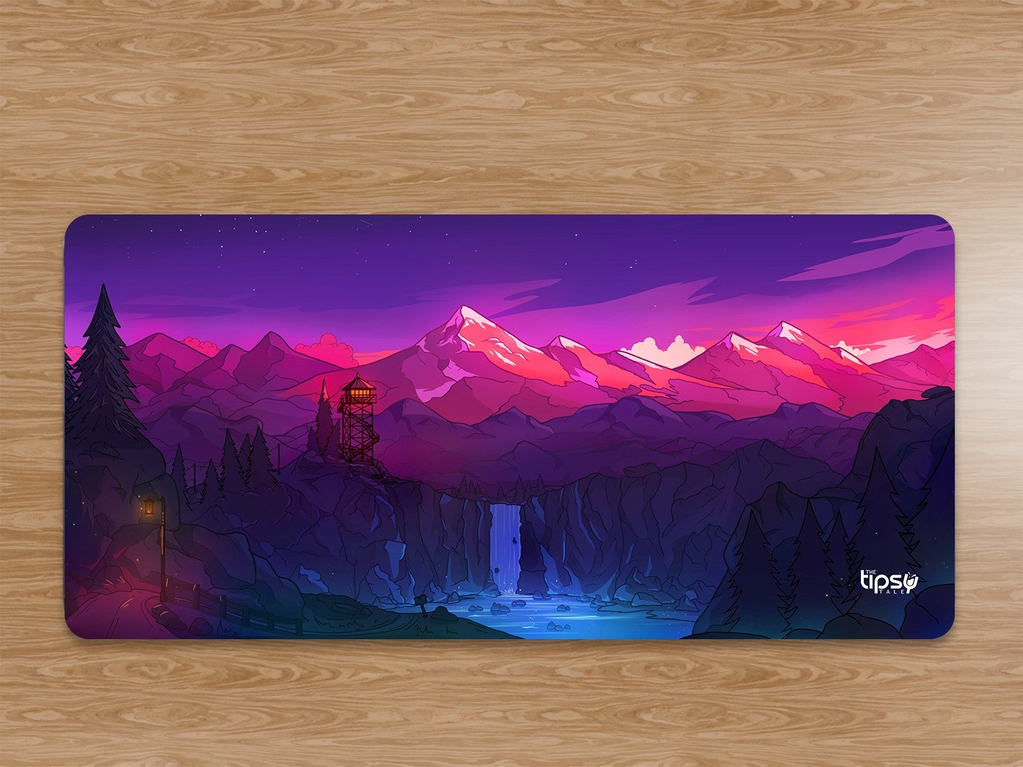 "GLACIAR WATERFALL - NIGHT TIME" Gaming Mousepad Elevate Your Gaming Experience