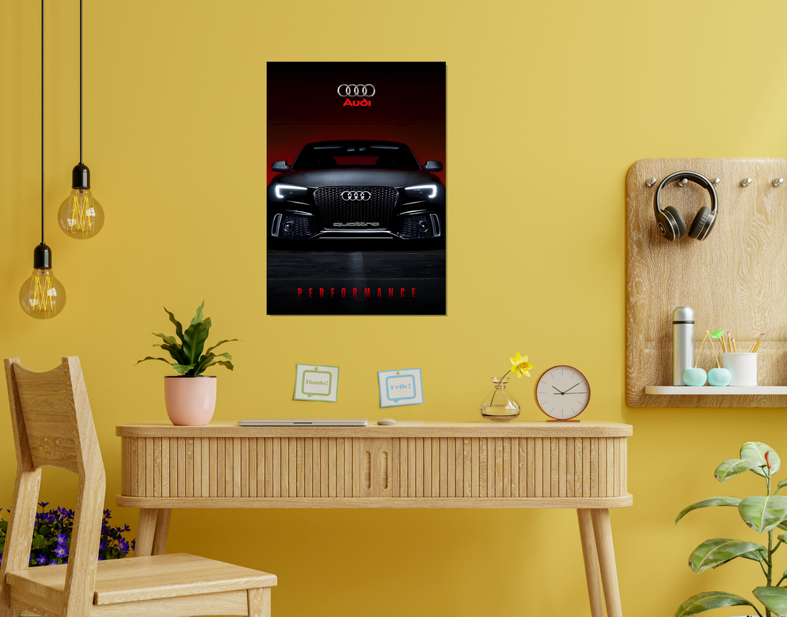 "AUDI - PERFORMANCE" -Shiny & Sturdy Metallic Poster Art That Pops & Sticks