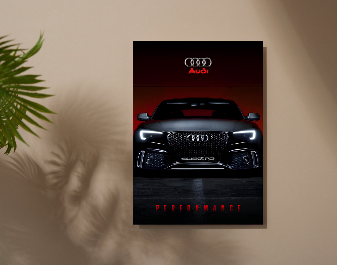 "AUDI - PERFORMANCE" -Shiny & Sturdy Metallic Poster Art That Pops & Sticks