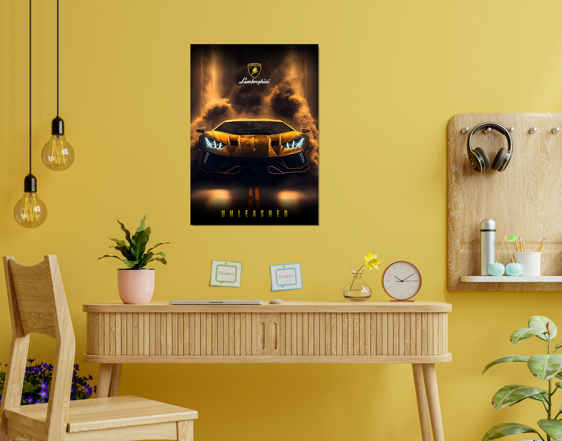 "LAMBO THE UNLEASHED" -Shiny & Sturdy Metallic Poster Art That Pops & Sticks