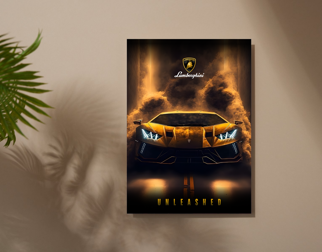 "LAMBO THE UNLEASHED" -Shiny & Sturdy Metallic Poster Art That Pops & Sticks