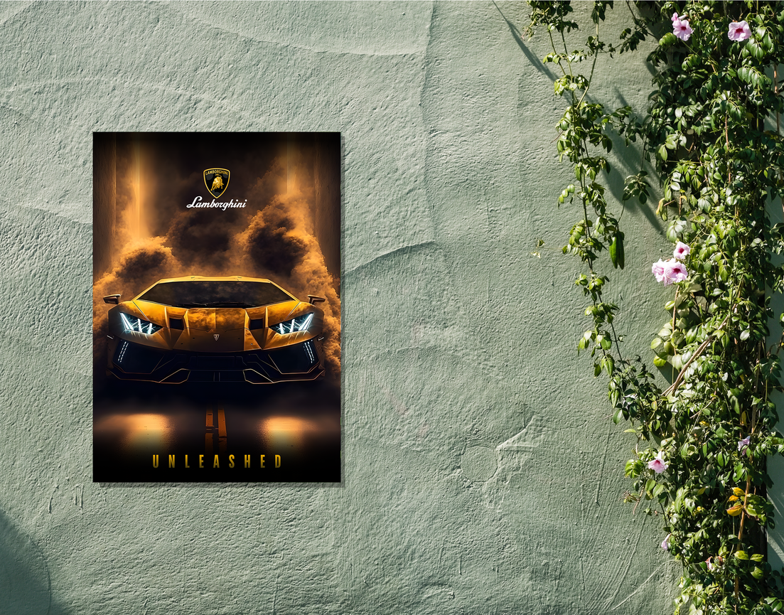 "LAMBO THE UNLEASHED" -Shiny & Sturdy Metallic Poster Art That Pops & Sticks