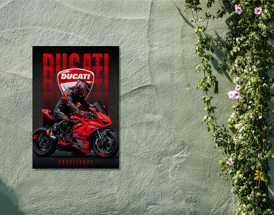 "DUCATI - EXCELLENCE" -Shiny & Sturdy Metallic Poster Art That Pops & Sticks