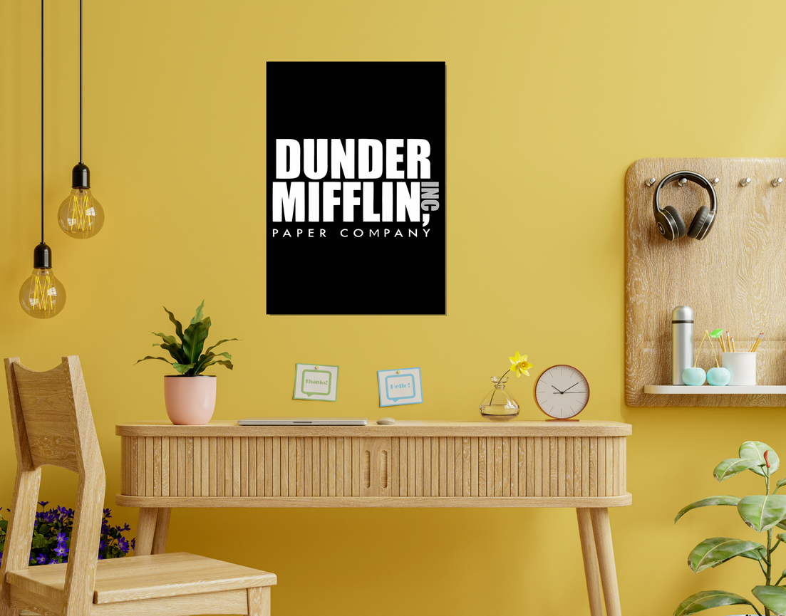 "DUNDER MIFFLIN - THE OFFICE" -Shiny & Sturdy Metallic Poster Art That Pops & Sticks