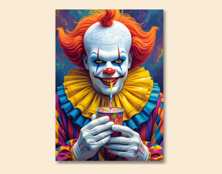 "Trippy Clown Mood" -Shiny & Sturdy Metallic Poster Art That Pops & Sticks