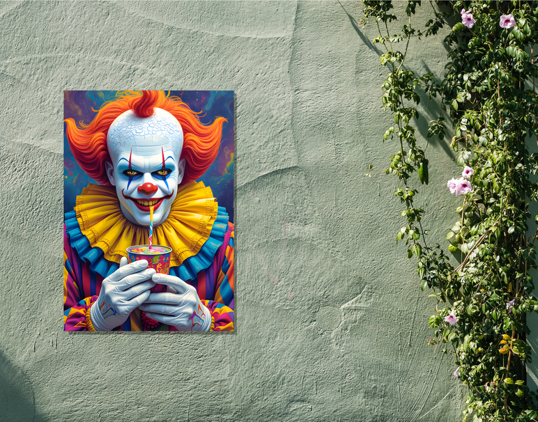 "Trippy Clown Mood" -Shiny & Sturdy Metallic Poster Art That Pops & Sticks