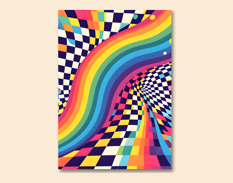 "Psychedelic Rainbow Flow" -Shiny & Sturdy Metallic Poster Art That Pops & Sticks