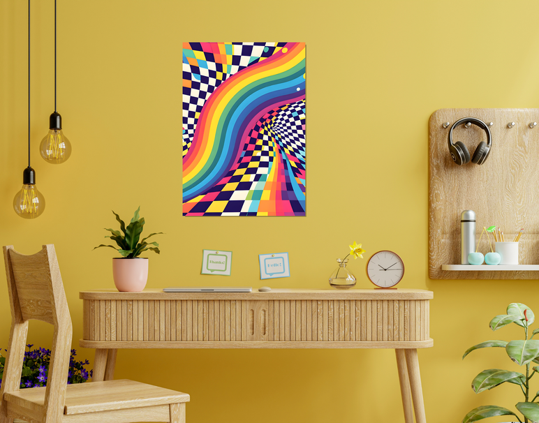 "Psychedelic Rainbow Flow" -Shiny & Sturdy Metallic Poster Art That Pops & Sticks