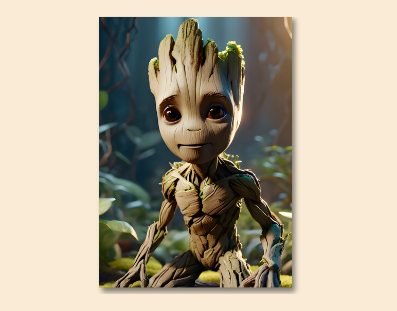 "Baby Groot Vibes" -Shiny & Sturdy Metallic Poster Art That Pops & Sticks