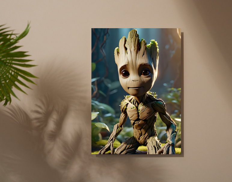 "Baby Groot Vibes" -Shiny & Sturdy Metallic Poster Art That Pops & Sticks