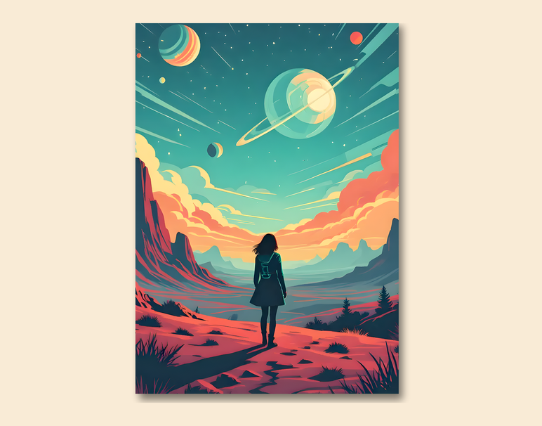 "Dreamscape Wanderer Art" -Shiny & Sturdy Metallic Poster Art That Pops & Sticks