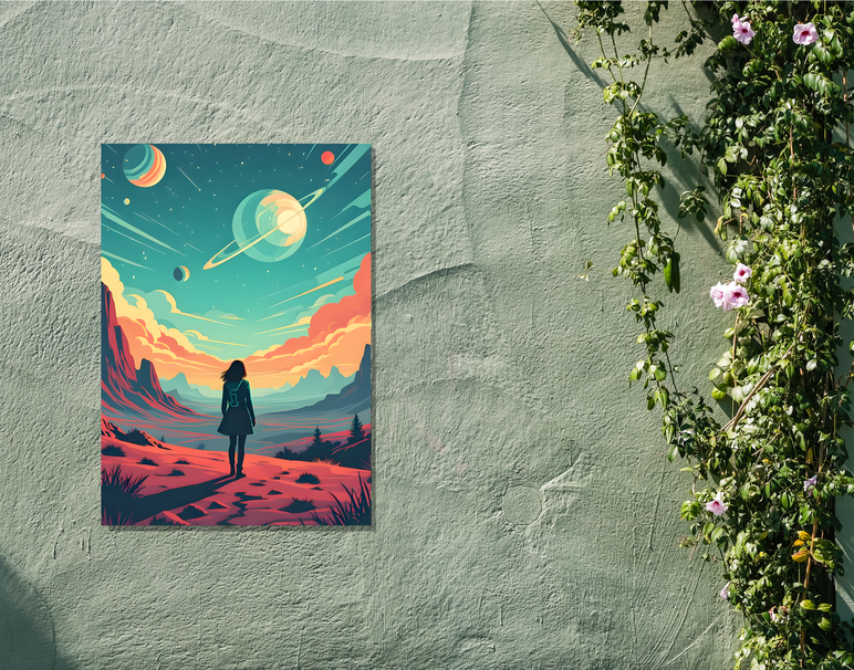 "Dreamscape Wanderer Art" -Shiny & Sturdy Metallic Poster Art That Pops & Sticks