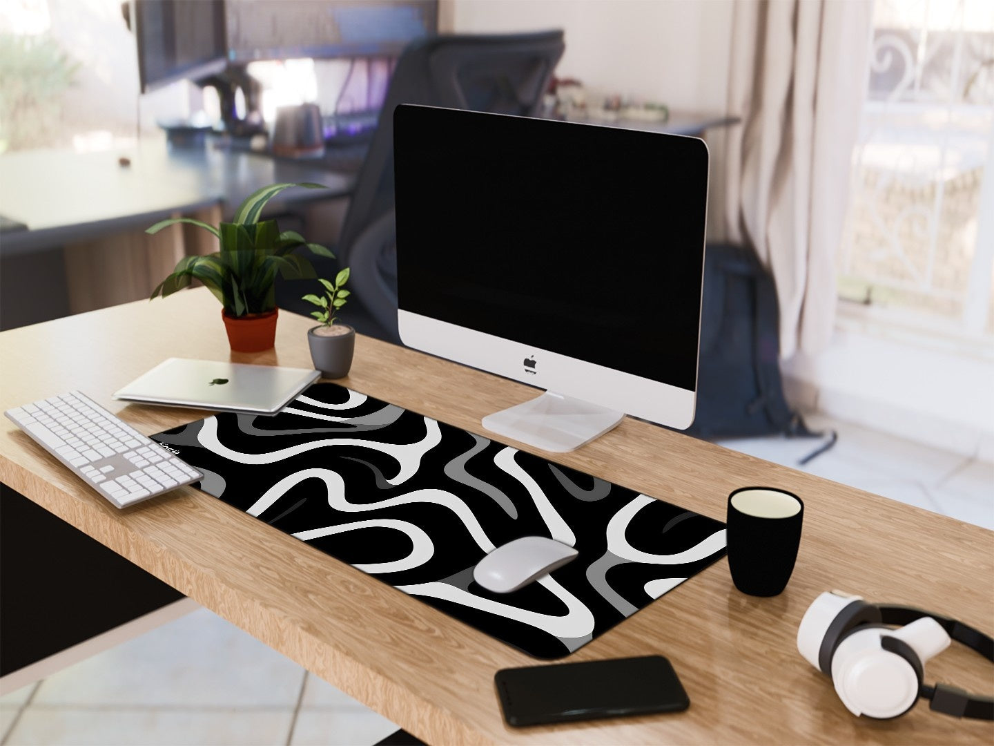 "BLACK & WHITE ABSTRACT " Gaming Mousepad Elevate Your Gaming Experience