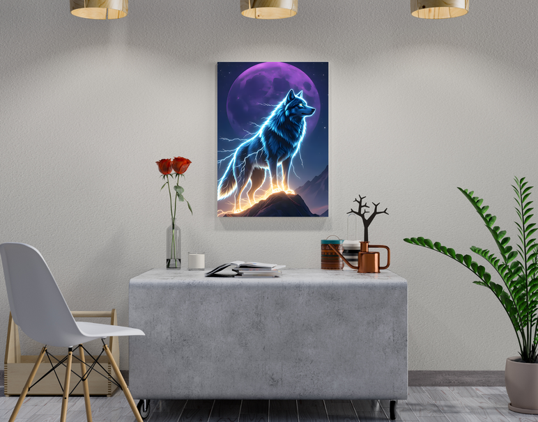 "Neon Wolf Energy" -Shiny & Sturdy Metallic Poster Art That Pops & Sticks