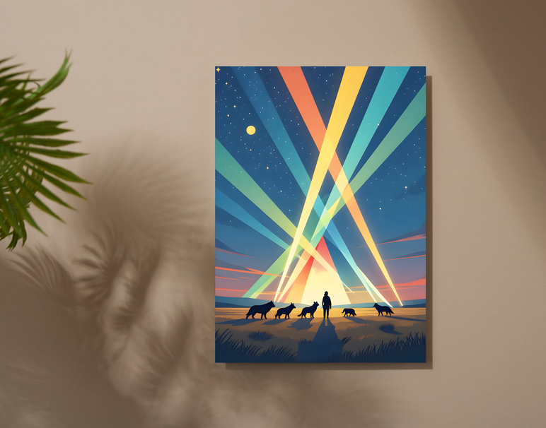 "Festival Light Beams" -Shiny & Sturdy Metallic Poster Art That Pops & Sticks