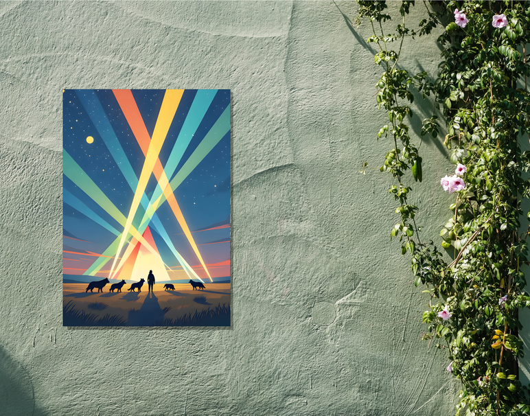 "Festival Light Beams" -Shiny & Sturdy Metallic Poster Art That Pops & Sticks