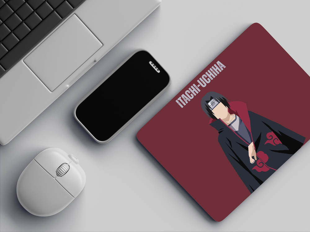 "ITACHI UCHIHA - MINIMAL ART" Mousepad Enhance Your Workspace with Style