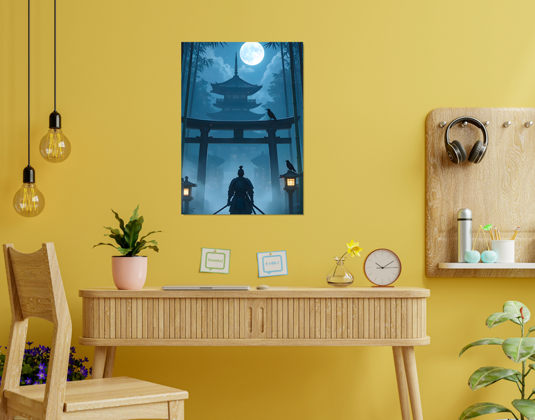 "Samurai Night Shadow" -Shiny & Sturdy Metallic Poster Art That Pops & Sticks