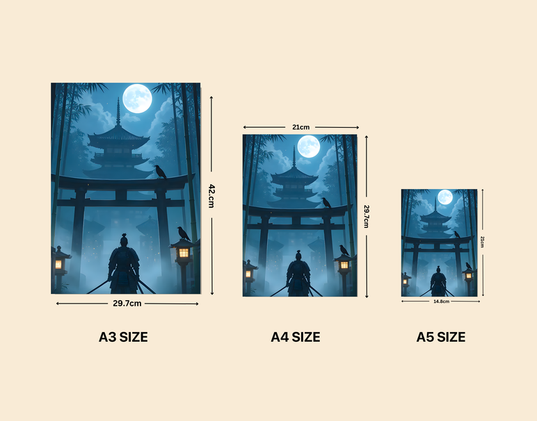 "Samurai Night Shadow" -Shiny & Sturdy Metallic Poster Art That Pops & Sticks