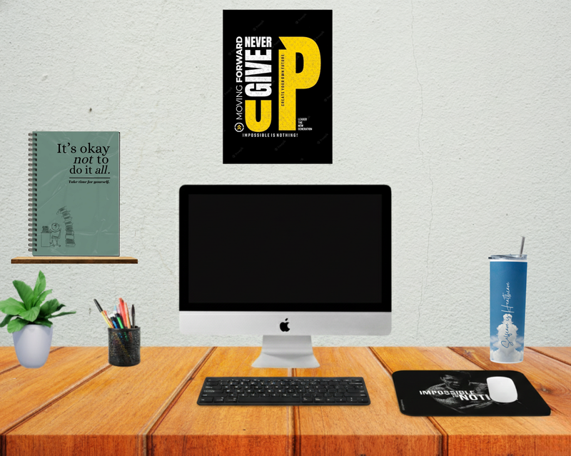 A Gift That Matches Their Energy -Motivational Vibe- Poster + Mousepad + Tumbler + Diary (COMBO)