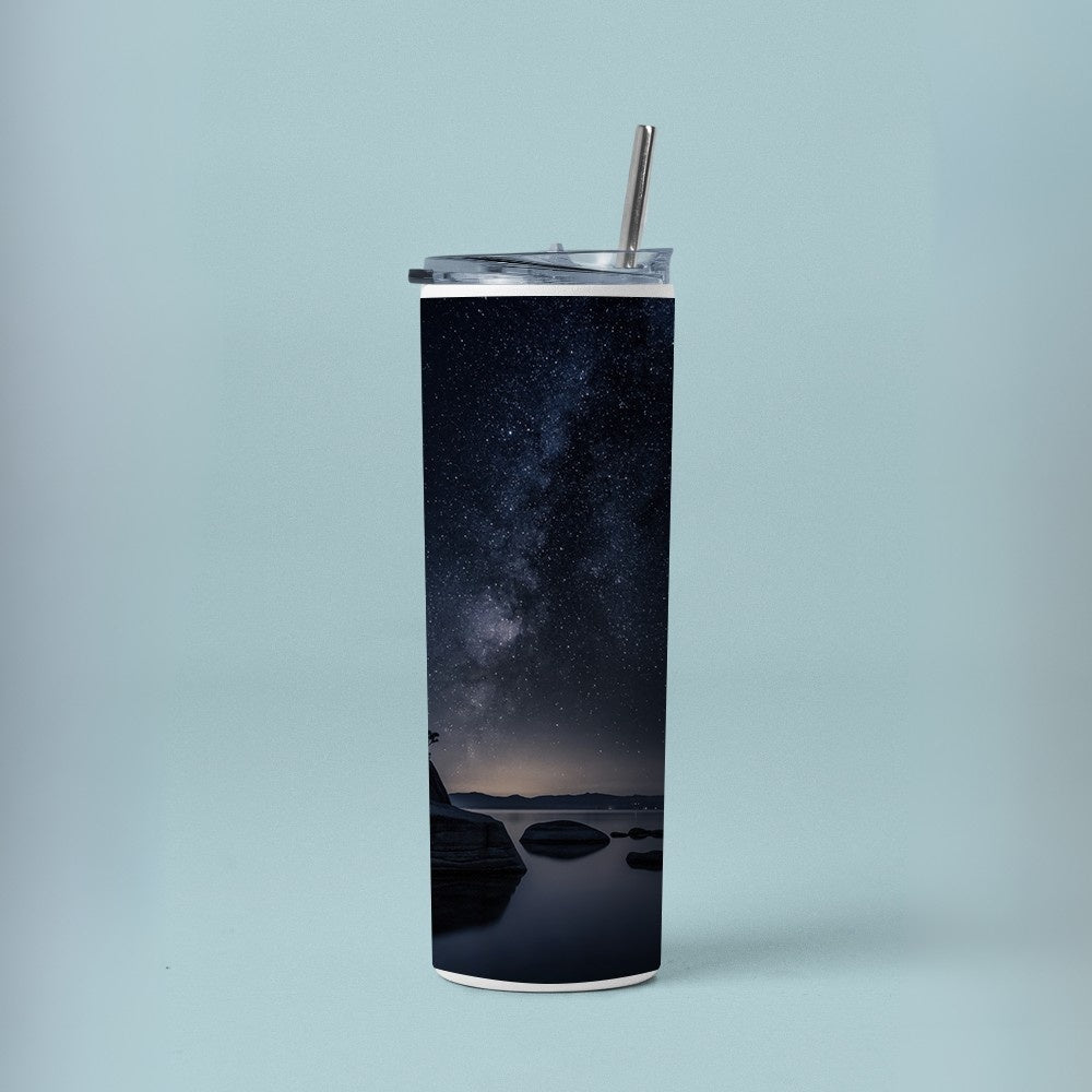 "Bonsai Rock- Milky Way" Tumbler with Metal Straw