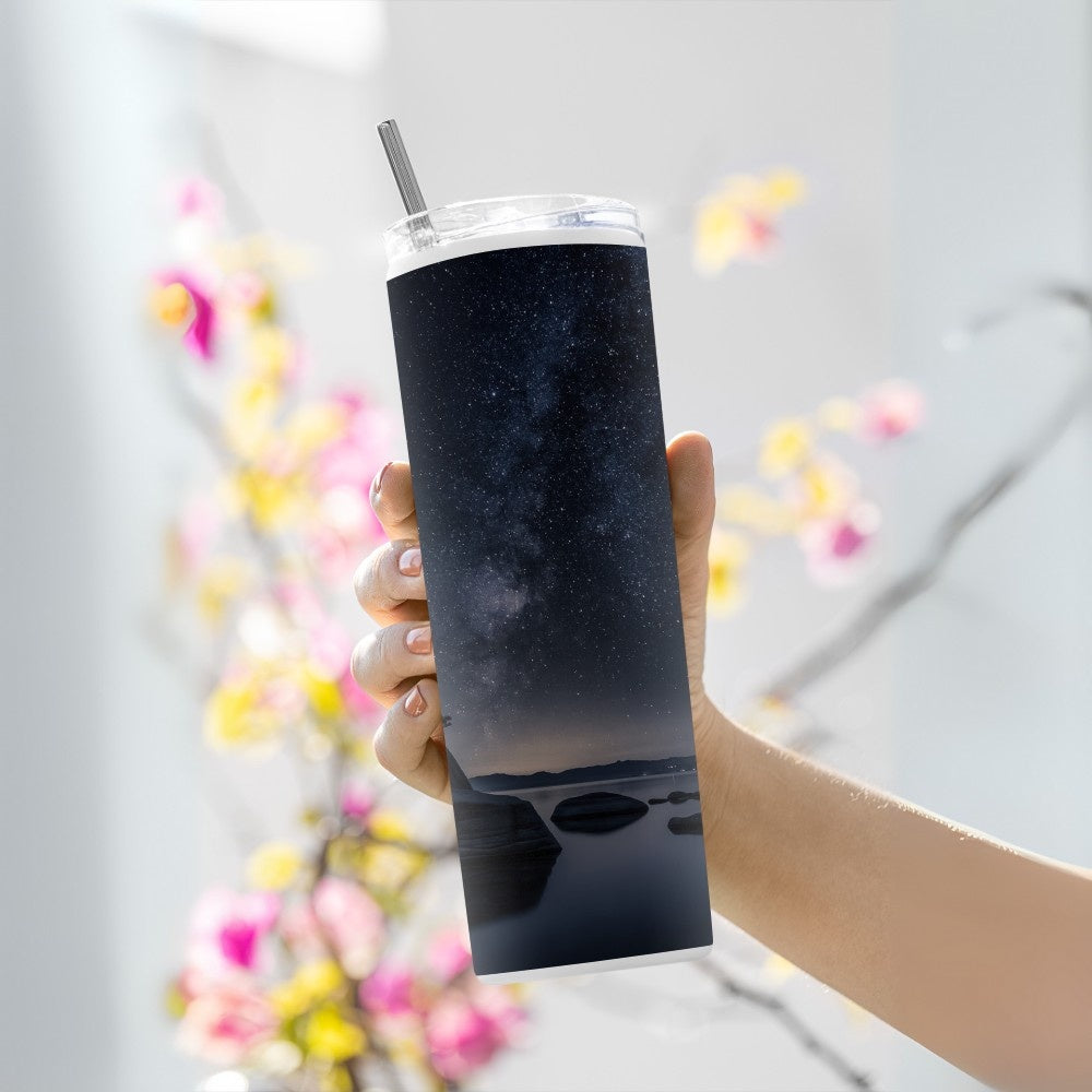 "Bonsai Rock- Milky Way" Tumbler with Metal Straw