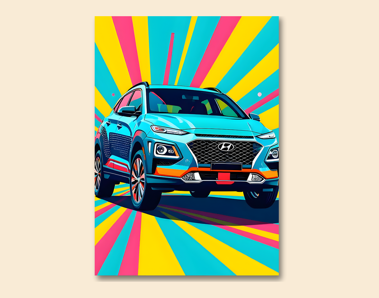 "Pop Car Energy" -Shiny & Sturdy Metallic Poster Art That Pops & Sticks