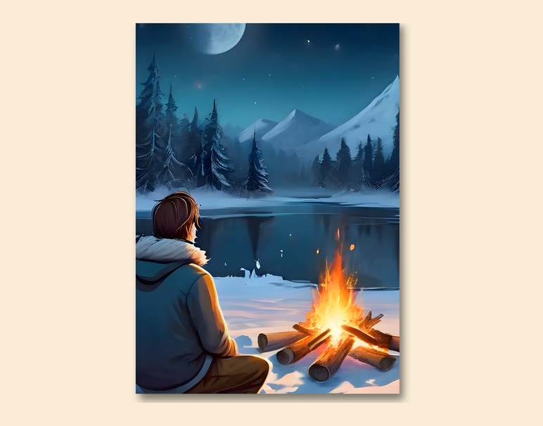 "Anime Campfire Calm" -Shiny & Sturdy Metallic Poster Art That Pops & Sticks