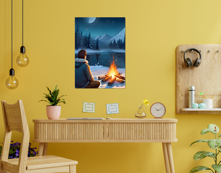 "Anime Campfire Calm" -Shiny & Sturdy Metallic Poster Art That Pops & Sticks