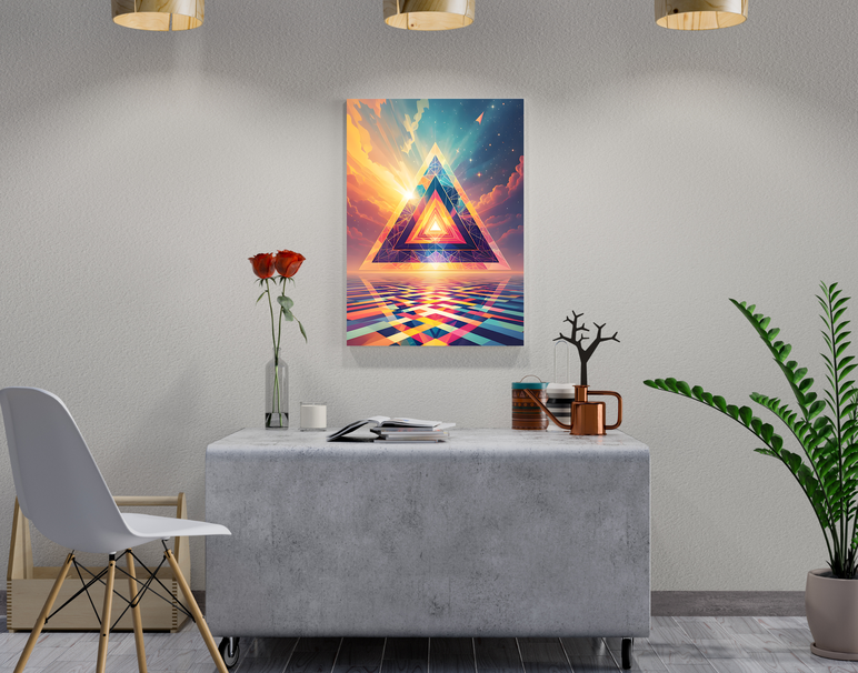 "Trippy Triangle Flow" -Shiny & Sturdy Metallic Poster Art That Pops & Sticks