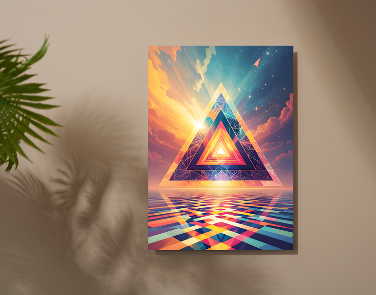 "Trippy Triangle Flow" -Shiny & Sturdy Metallic Poster Art That Pops & Sticks