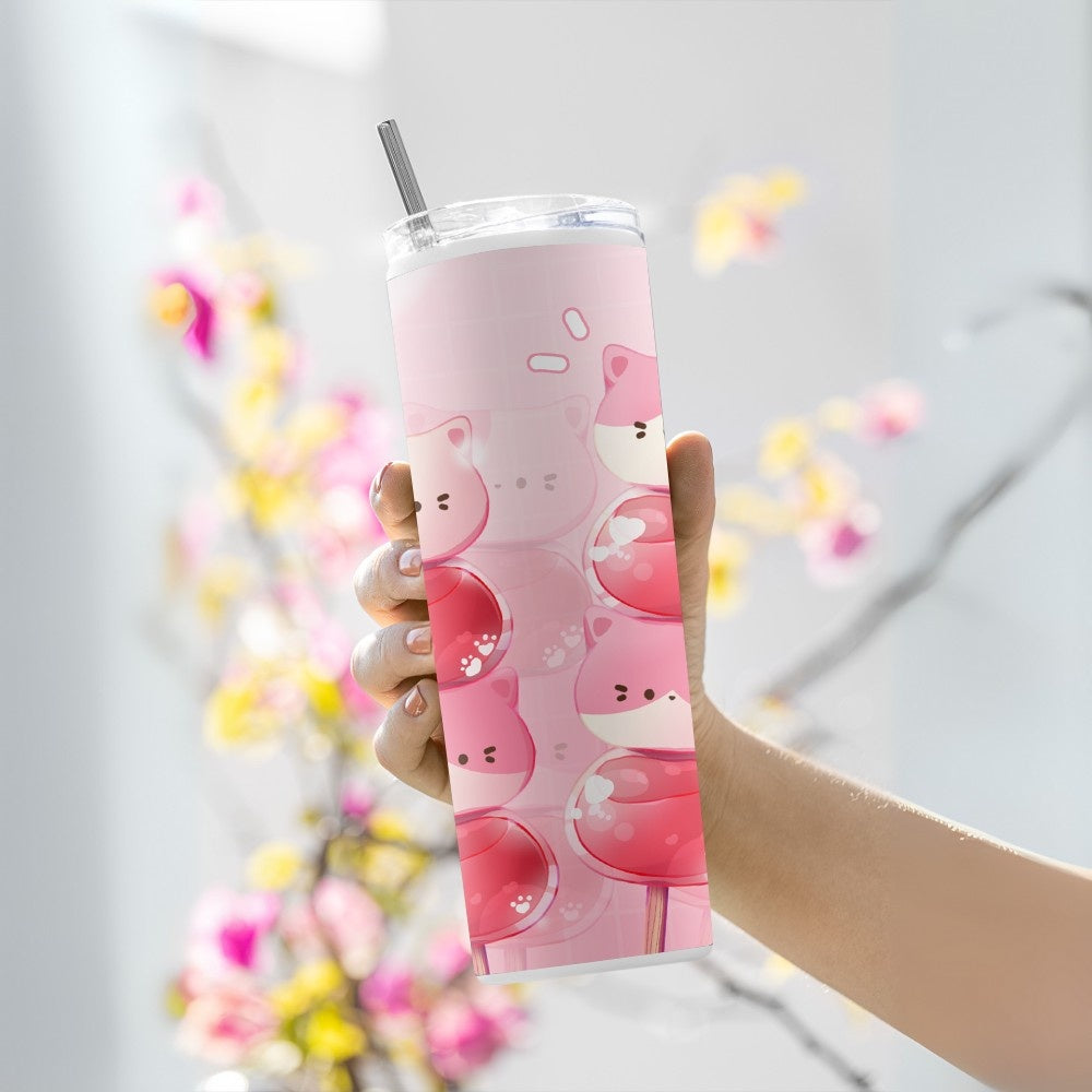 "KAWAII CANDY PINK" Tumbler with Metal Straw