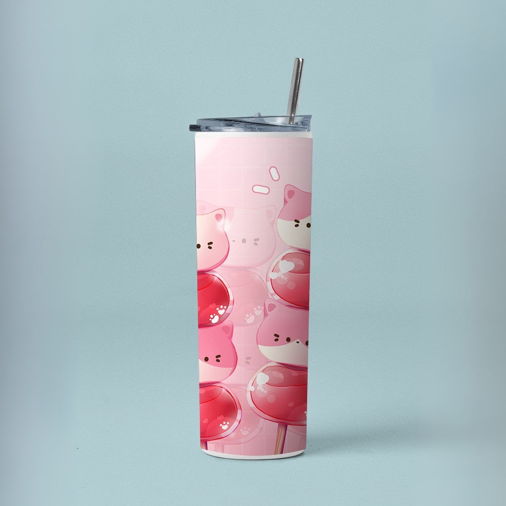 "KAWAII CANDY PINK" Tumbler with Metal Straw
