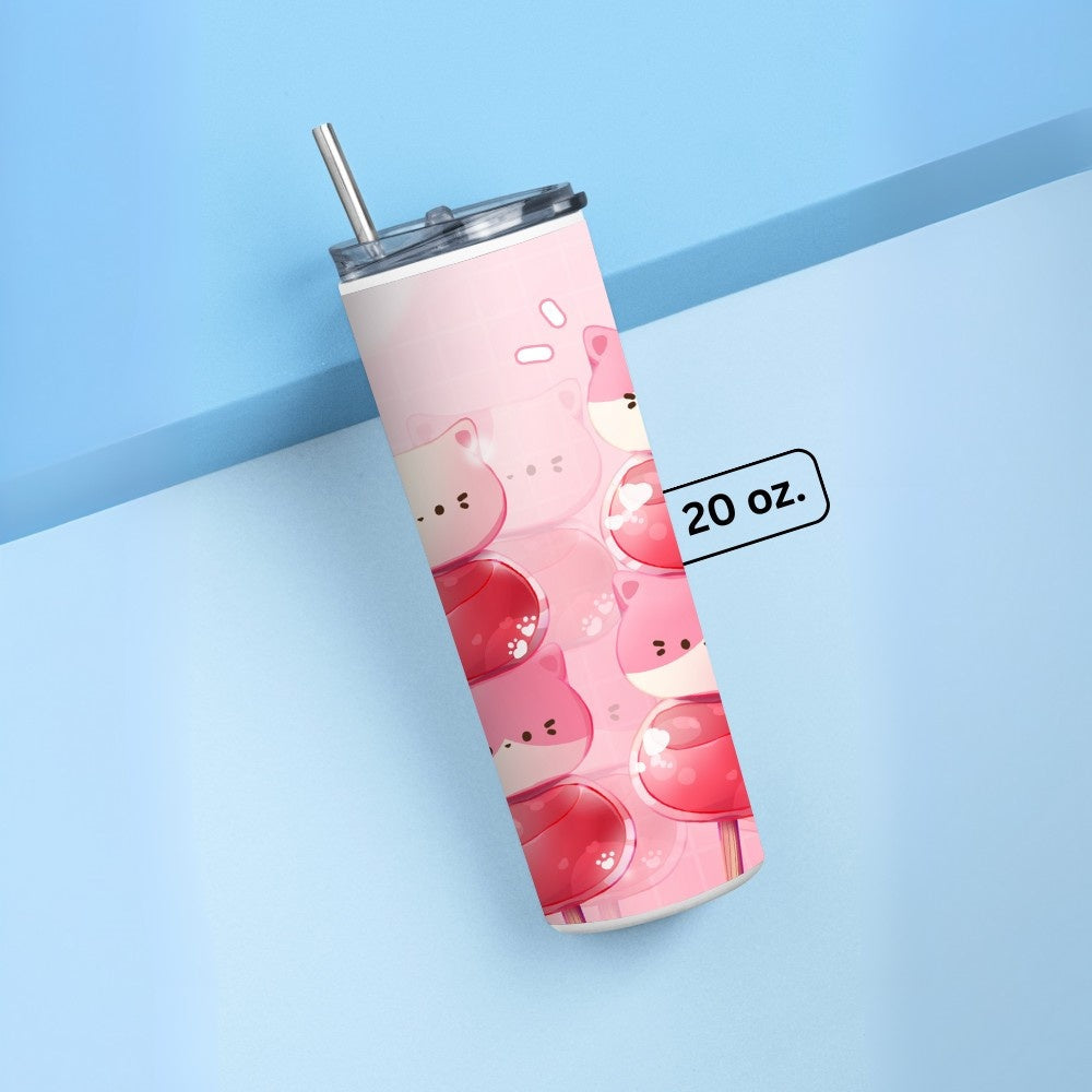 "KAWAII CANDY PINK" Tumbler with Metal Straw