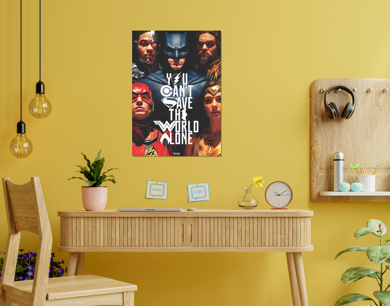"JUSTICE LEAGUE" -Shiny & Sturdy Metallic Poster Art That Pops & Sticks