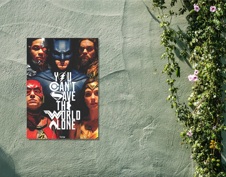 "JUSTICE LEAGUE" -Shiny & Sturdy Metallic Poster Art That Pops & Sticks