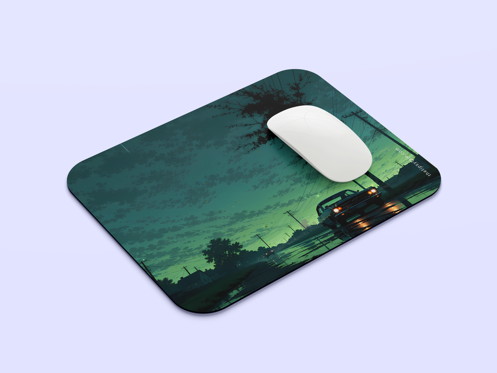 "GREEN NIGHT CAR" Mousepad Enhance Your Workspace with Style