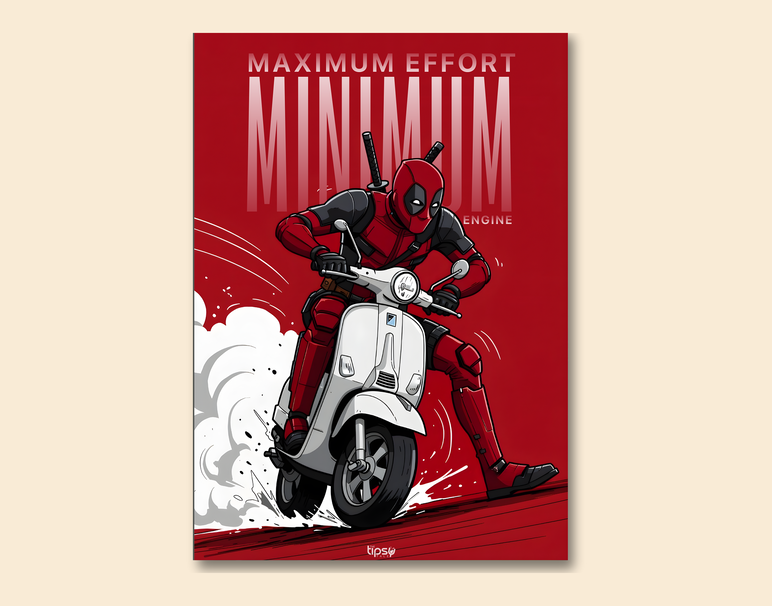 "MAXIMUM EFFORT - DEADPOOL" -Shiny & Sturdy Metallic Poster Art That Pops & Sticks