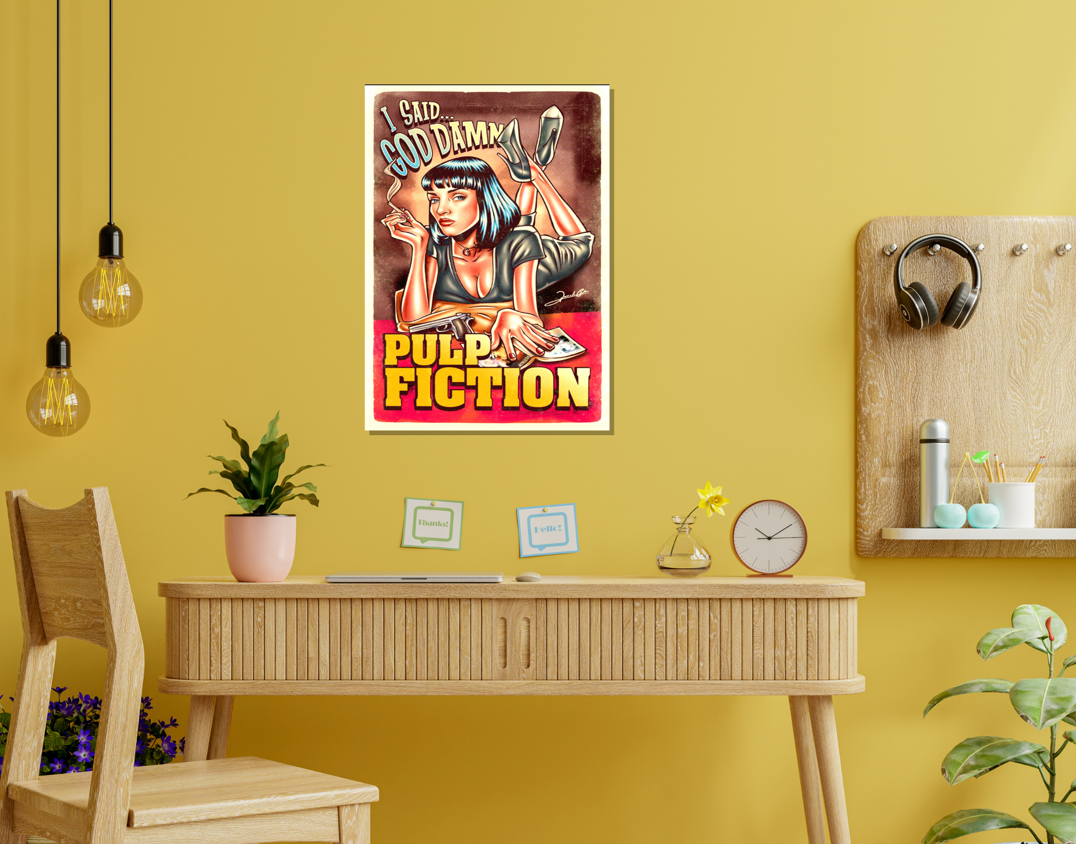 "PULP FICTION- VINTAGE MOVIE"- Shiny & Sturdy Metallic Poster Art That Pops & Sticks (Literally!)