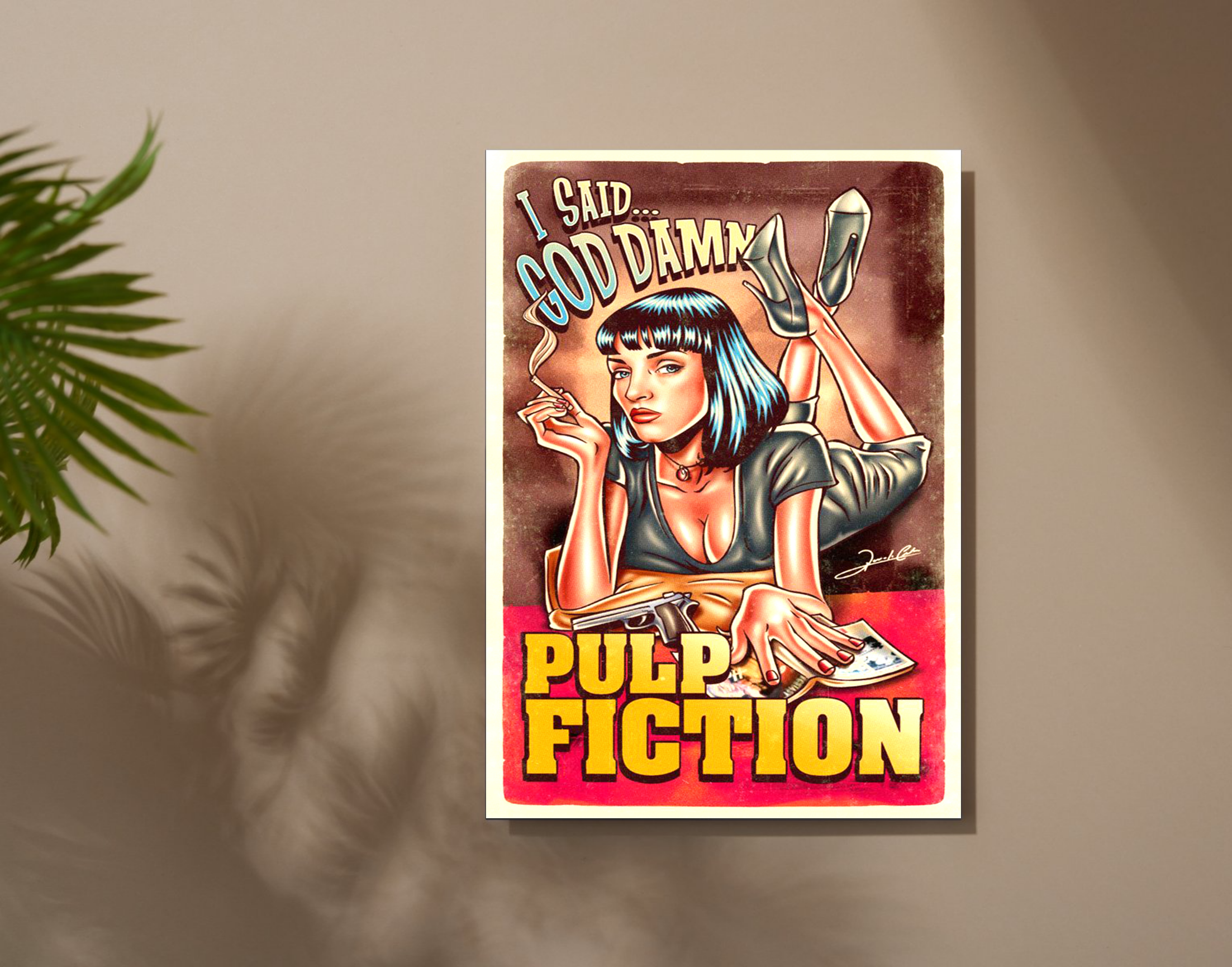 "PULP FICTION- VINTAGE MOVIE"- Shiny & Sturdy Metallic Poster Art That Pops & Sticks (Literally!)
