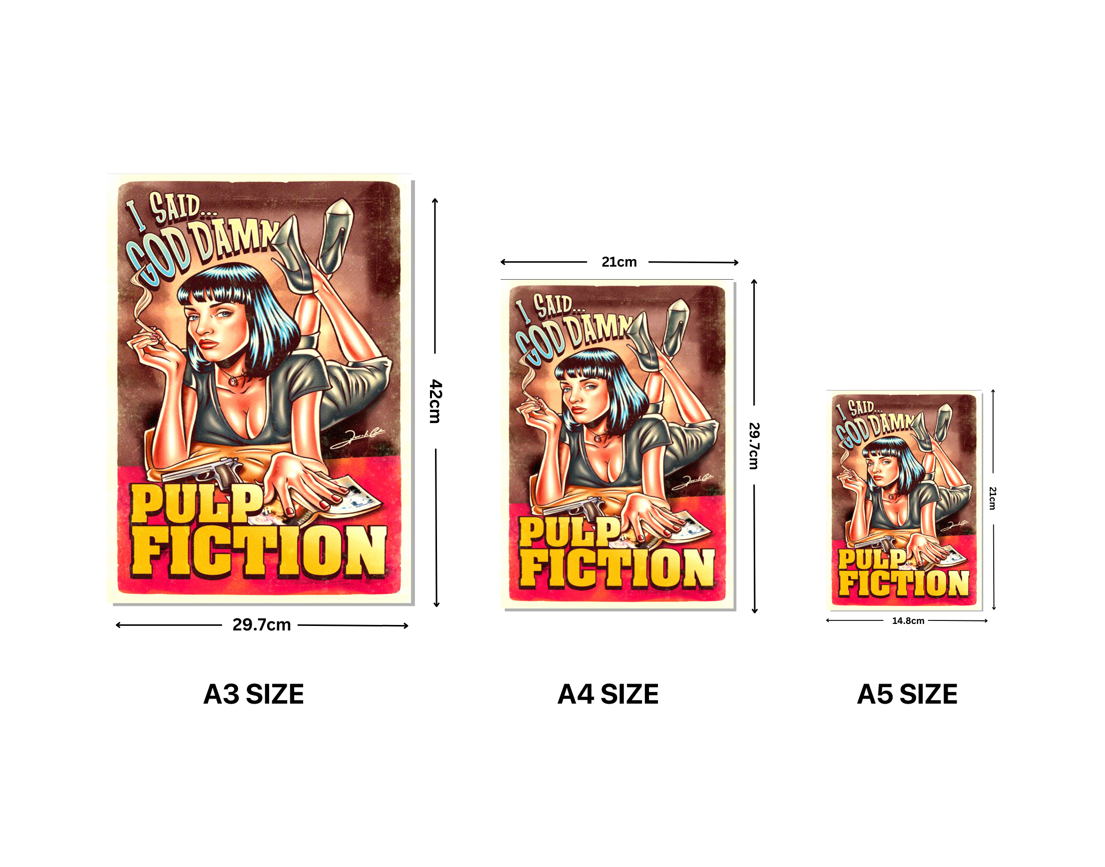 "PULP FICTION- VINTAGE MOVIE"- Shiny & Sturdy Metallic Poster Art That Pops & Sticks (Literally!)